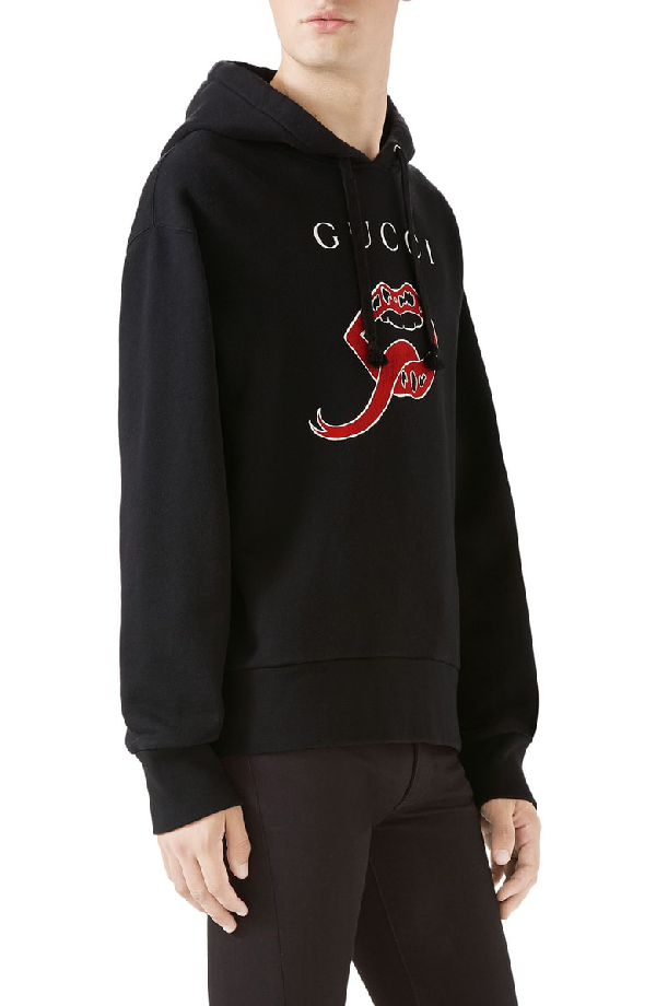 Gucci Lips Logo Hoodie In Black Multi | ModeSens