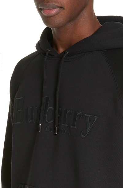 Shop Burberry Clarke Logo Hoodie In Black