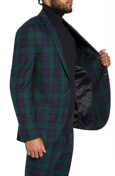 Shop Topman Plaid Slim Fit Suit Jacket In Navy Multi