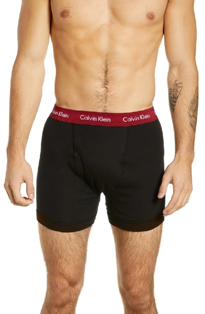 Shop Calvin Klein 3-pack Boxer Briefs In Black W Scarab/ Bluesteel/ Red