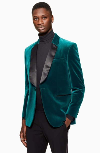 Shop Topman Casely Hayford Skinny Fit Velvet Blazer In Blue Multi