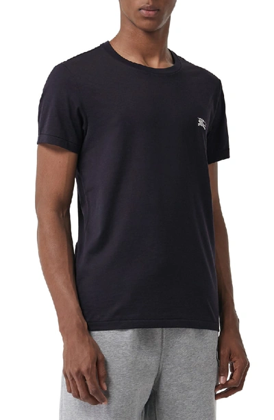 Shop Burberry Logo Embroidered Crewneck T-shirt In True Navy