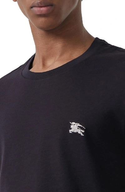 Shop Burberry Logo Embroidered Crewneck T-shirt In True Navy