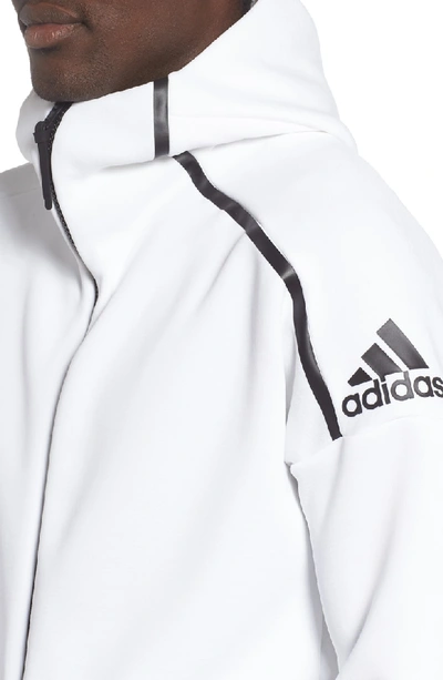 Shop Adidas Originals Zne Fast Release Hooded Jacket In Zne Htr / White