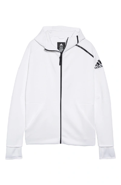 Shop Adidas Originals Zne Fast Release Hooded Jacket In Zne Htr / White