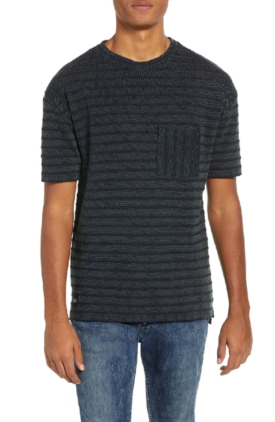 Shop Native Youth Jacquard Stripe Pocket T-shirt In Indigo