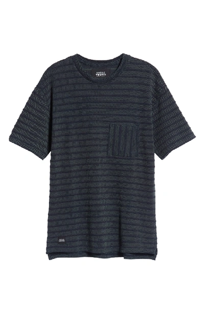 Shop Native Youth Jacquard Stripe Pocket T-shirt In Indigo