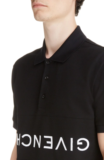 Shop Givenchy Upside Down Logo Pique Polo In Black