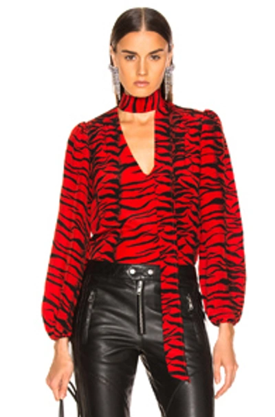 Shop Rixo London Rixo Moss Top In Animal Print,black,red In Red Tiger