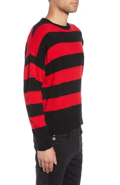 Shop The Kooples Shredded Stripe Sweater In Red/ Black