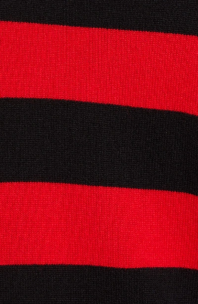 Shop The Kooples Shredded Stripe Sweater In Red/ Black