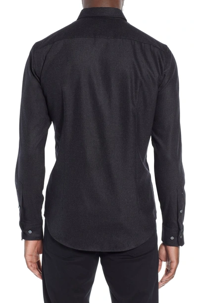 Shop Hugo Boss T-rafael Long Sleeve Slim Fit Flannel Sport Shirt In Grey