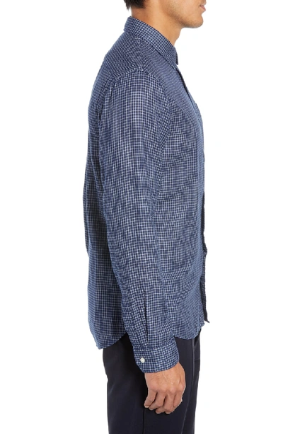 Shop Vince Slim Fit Double Knit Plaid Sport Shirt In Indigo/ Sail