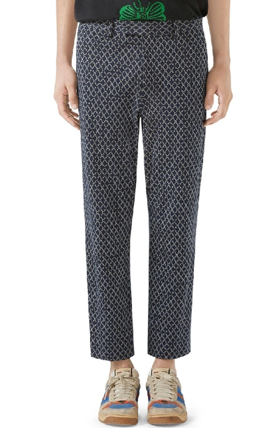 Shop Gucci Cotton Print Trousers In Caspian Beige