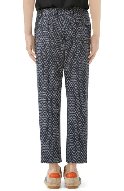 Shop Gucci Cotton Print Trousers In Caspian Beige