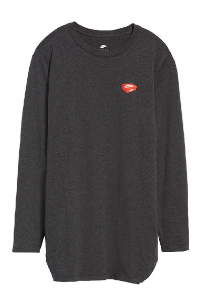 Shop Nike Nsw Shoe Box Graphic Long Sleeve T-shirt In Black Heather