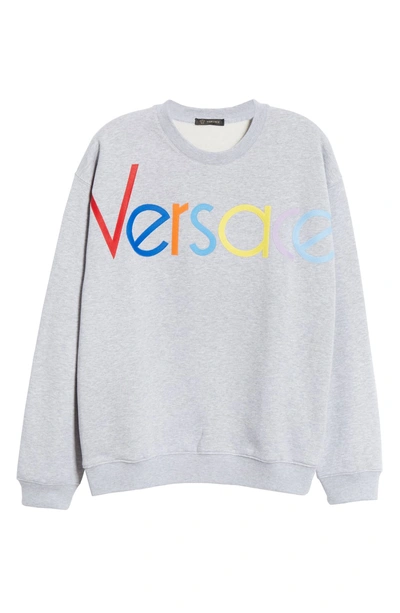 Shop Versace Multicolor Logo Applique Sweatshirt In Light Grey