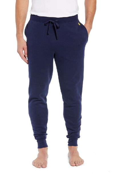 Shop Polo Ralph Lauren Brushed Jersey Cotton Blend Jogger Pants In Cruise Navy