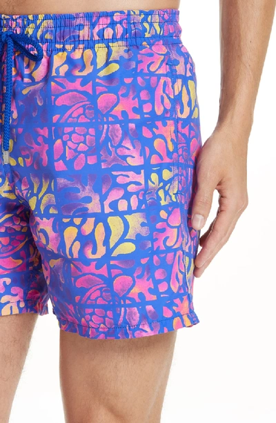 Shop Vilebrequin Phuket Print Swim Trunks In Blue