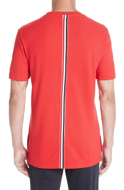 Shop Thom Browne Stripe Crewneck T-shirt In Red