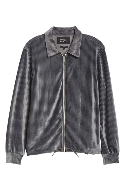 Shop Native Youth Ribbed Velour Jacket In Grey