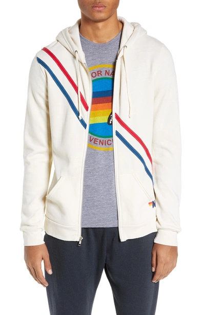 Shop Aviator Nation Pray For Surf Zip Hoodie In Vintage White