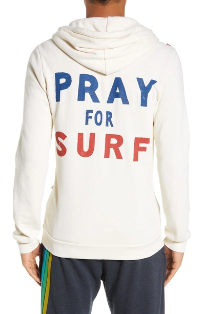 Shop Aviator Nation Pray For Surf Zip Hoodie In Vintage White
