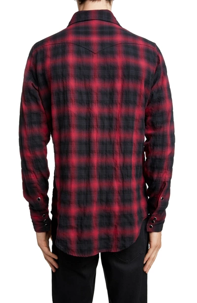 Shop Saint Laurent Check Western Shirt In Black And Red Check