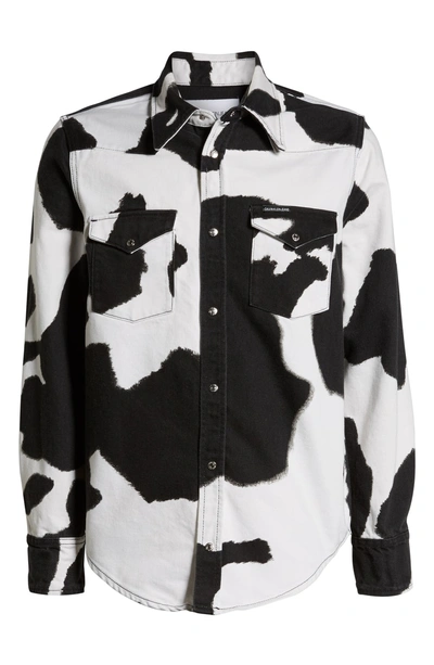 Calvin Klein Jeans Est.1978 Mens Foundation Western Shirt In Cow Print |  ModeSens