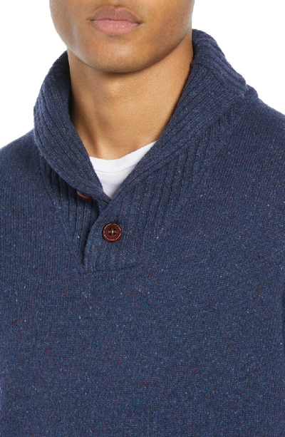 Shop Jcrew Rugged Merino Wool Blend Shawl Collar Pullover Sweater In Navy Donegal