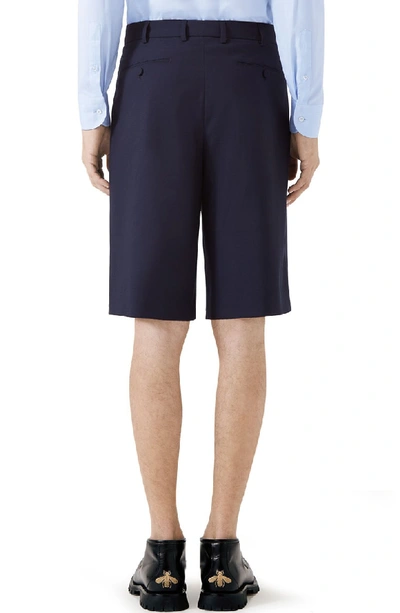 Shop Gucci Wool Bermuda Shorts In Blue Japan
