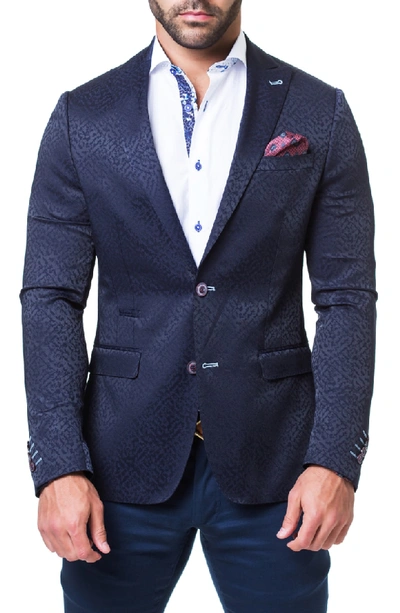 Shop Maceoo Andaz Regular Fit Jacquard Sport Coat In Blue