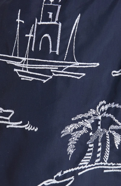 Shop Vilebrequin St. Tropez Embroidered Swim Trunks In Blue