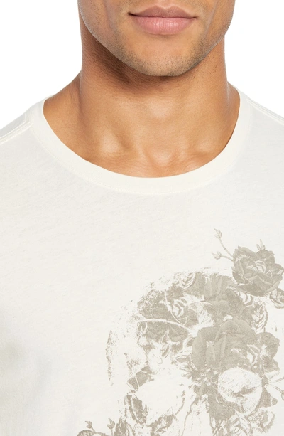 Shop John Varvatos Floral Skull Graphic T-shirt In Buff