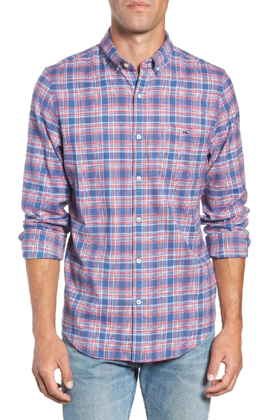 Shop Vineyard Vines Lockwood Regular Fit Plaid Flannel Shirt In Flag Blue