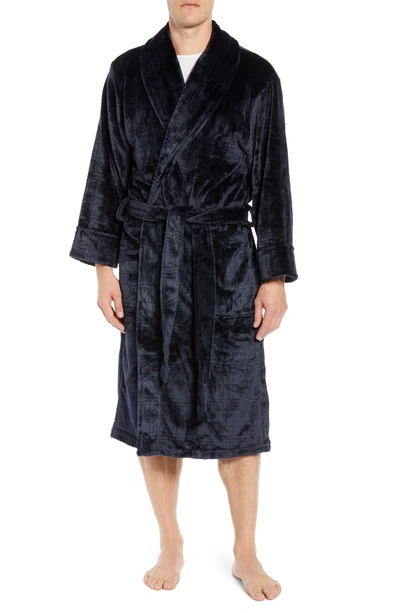 Shop Daniel Buchler Plaid Plush Jacquard Robe In Midnight