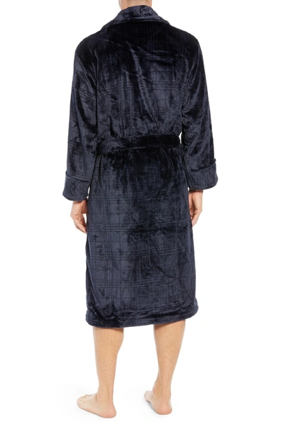 Shop Daniel Buchler Plaid Plush Jacquard Robe In Midnight