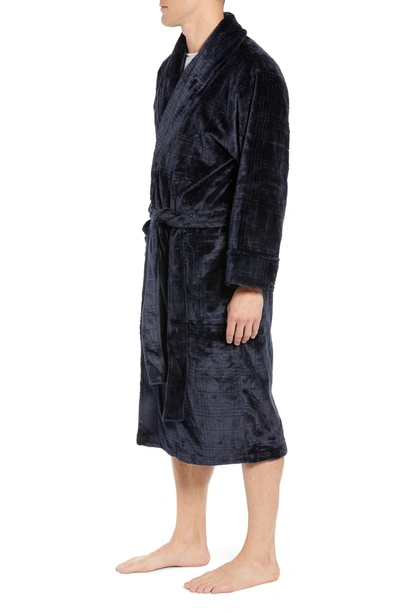 Shop Daniel Buchler Plaid Plush Jacquard Robe In Midnight