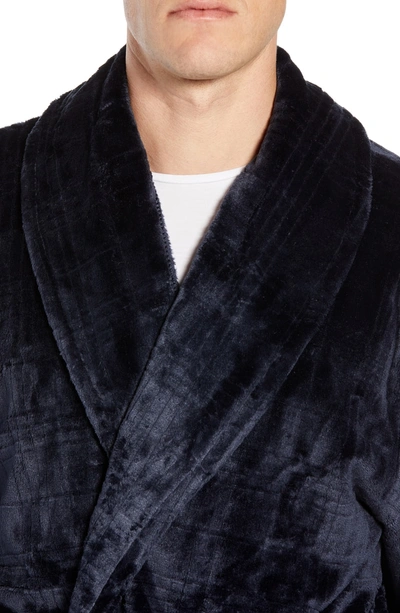 Shop Daniel Buchler Plaid Plush Jacquard Robe In Midnight