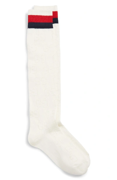 Shop Gucci Logo Web Socks In Ivory