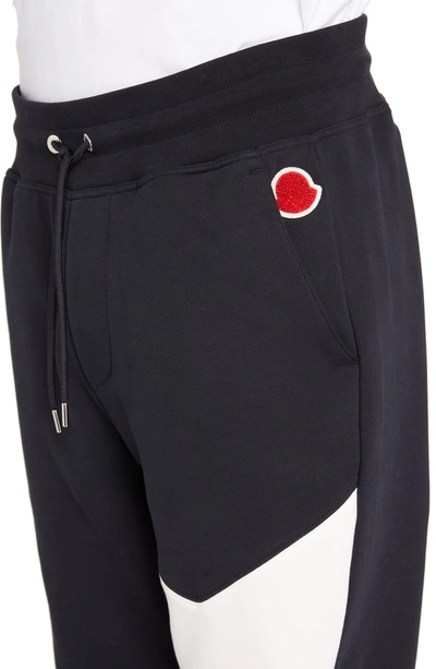 Shop Moncler Colorblock Sweatpants In Dark Blue