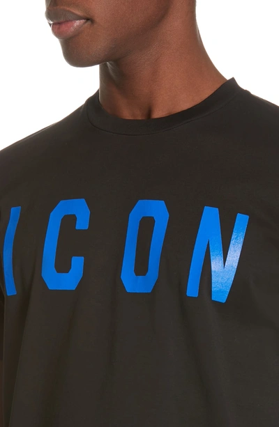 Shop Dsquared2 Icon Graphic T-shirt In Black And Blue