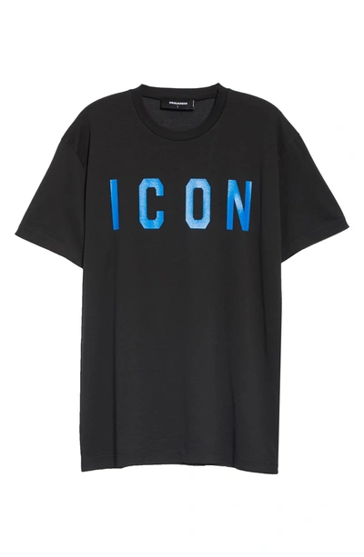 Shop Dsquared2 Icon Graphic T-shirt In Black And Blue