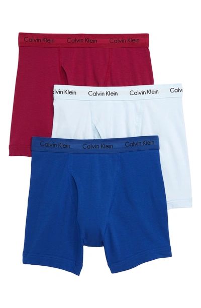 Shop Calvin Klein 3-pack Boxer Briefs In Mazarine Blue/ Maggie/ Vent