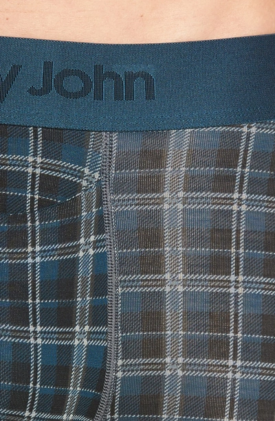 Shop Tommy John Second Skin Plaid Boxer Briefs In Reflecting Pond