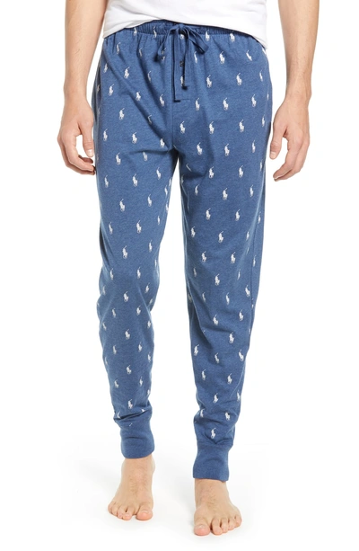 Shop Polo Ralph Lauren Pony Print Pajama Pants In Shale Blue Heather