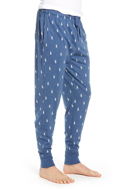 Shop Polo Ralph Lauren Pony Print Pajama Pants In Shale Blue Heather