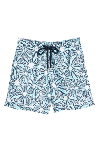 Shop Vilebrequin Oursinade Print Swim Trunks In Blue