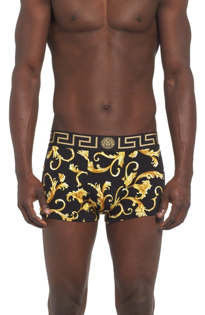 Shop Versace Low Rise Trunks In Black/ Gold