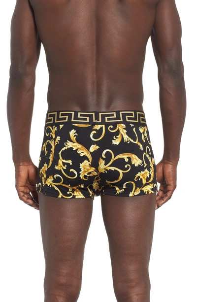 Shop Versace Low Rise Trunks In Black/ Gold